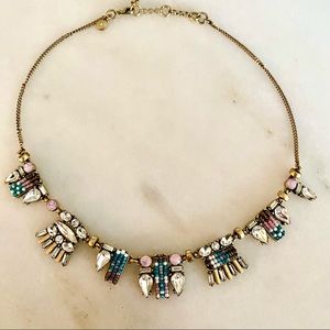Delicate JCrew beautiful adj. necklace of pink and teal stones w/gold. Pretty!
